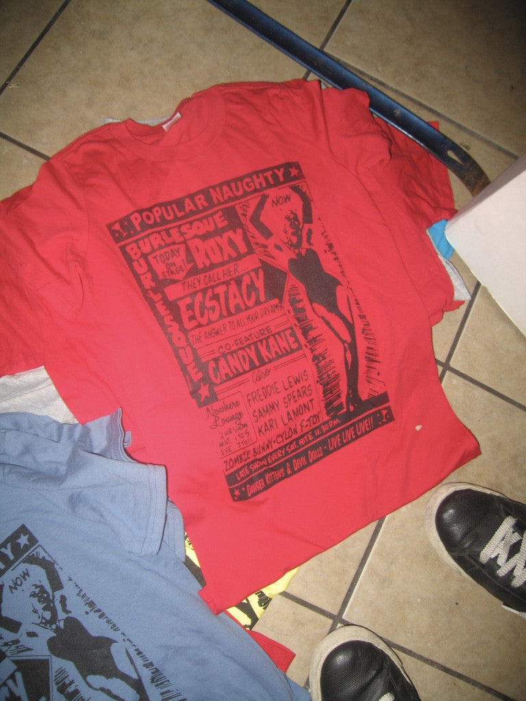 Ecstacy with ROXY! (Burlesque ad t-shirt)