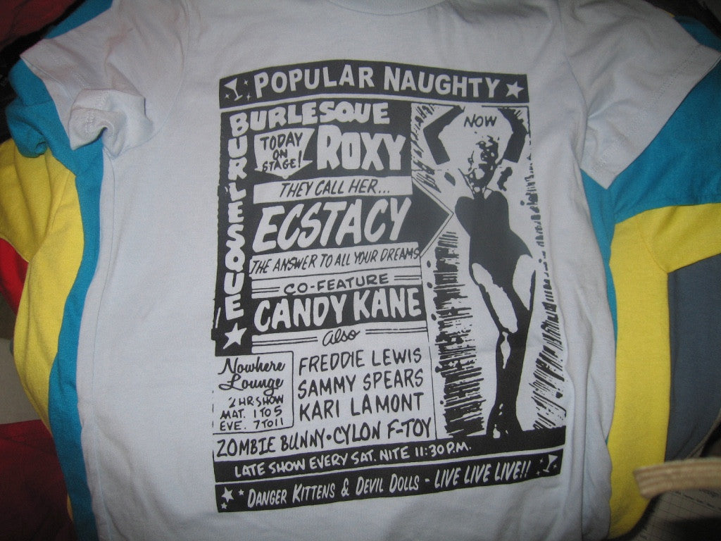 Ecstacy with ROXY! (Burlesque ad t-shirt)