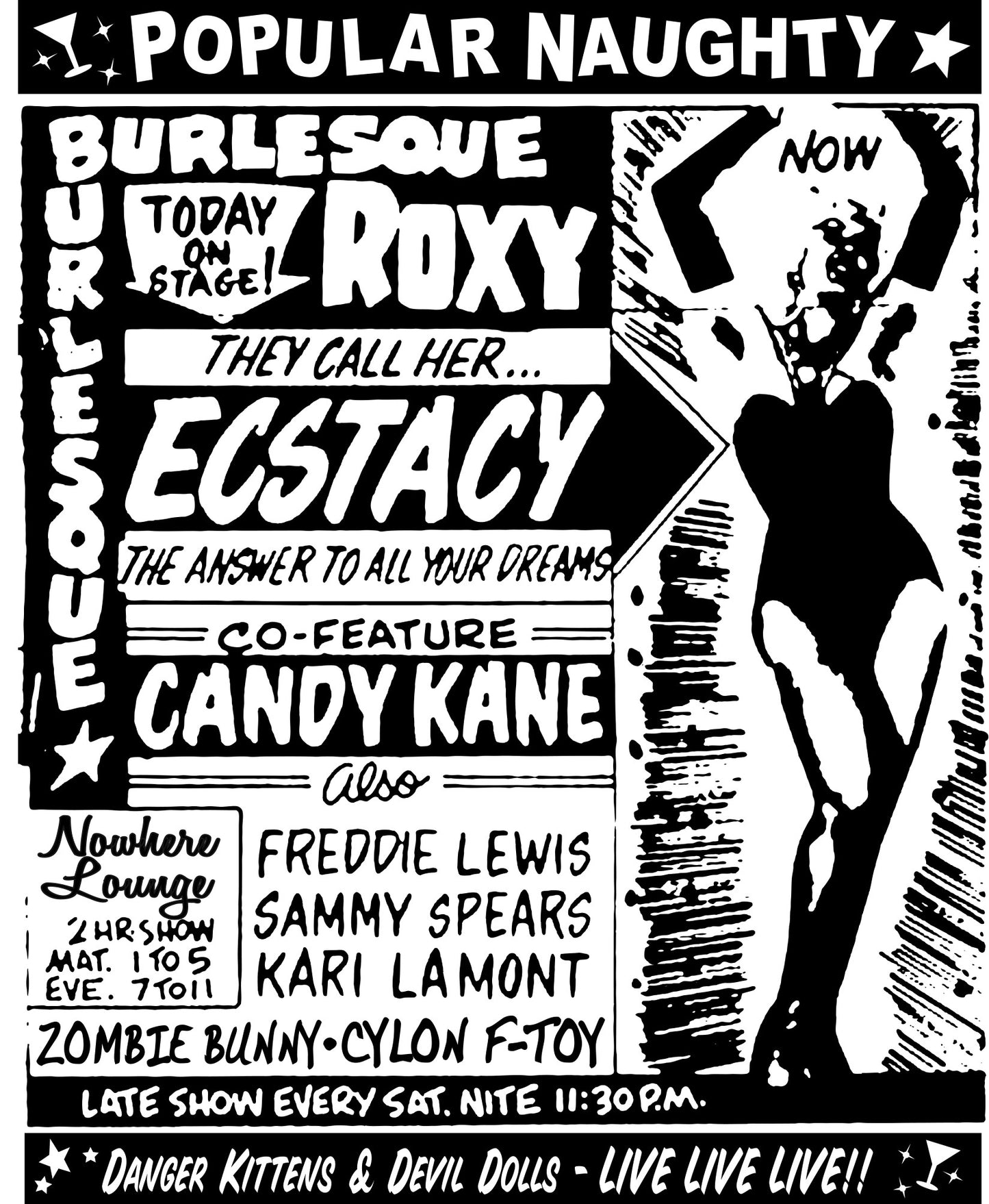 Ecstacy with ROXY! (Burlesque ad t-shirt)