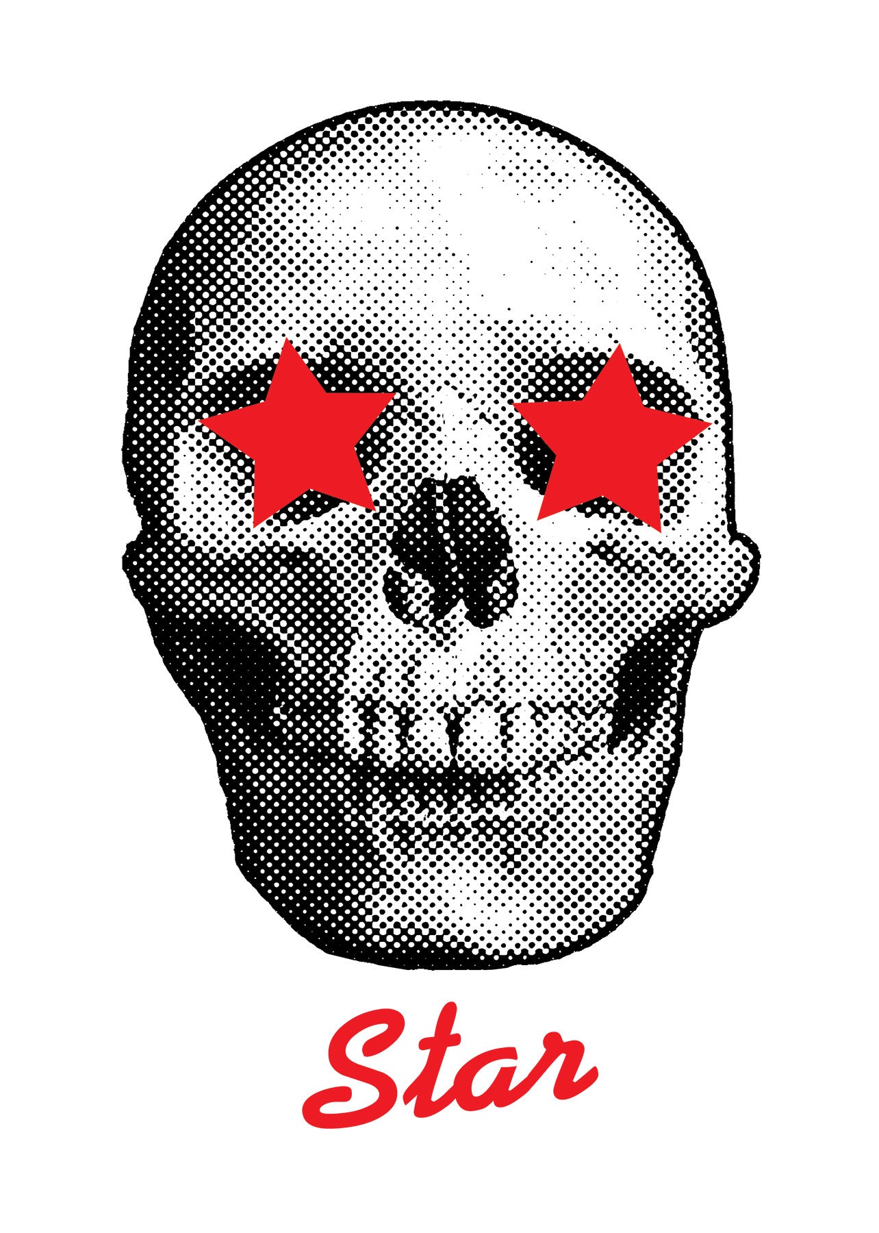 Death Star, skull with stars in his eyes t-shirt design